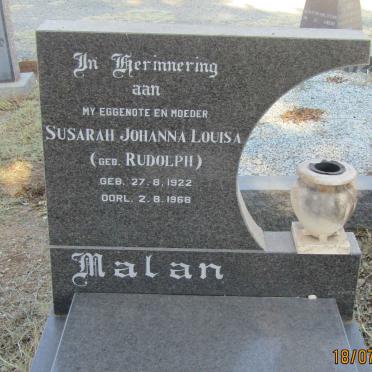 MALAN Susarah Johanna Louisa nee RUDOLPH 1922-1968