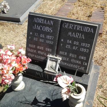 MULDER Adriaan Jacobs 1927-1992 &amp; Gertruida Maria 1932-1993