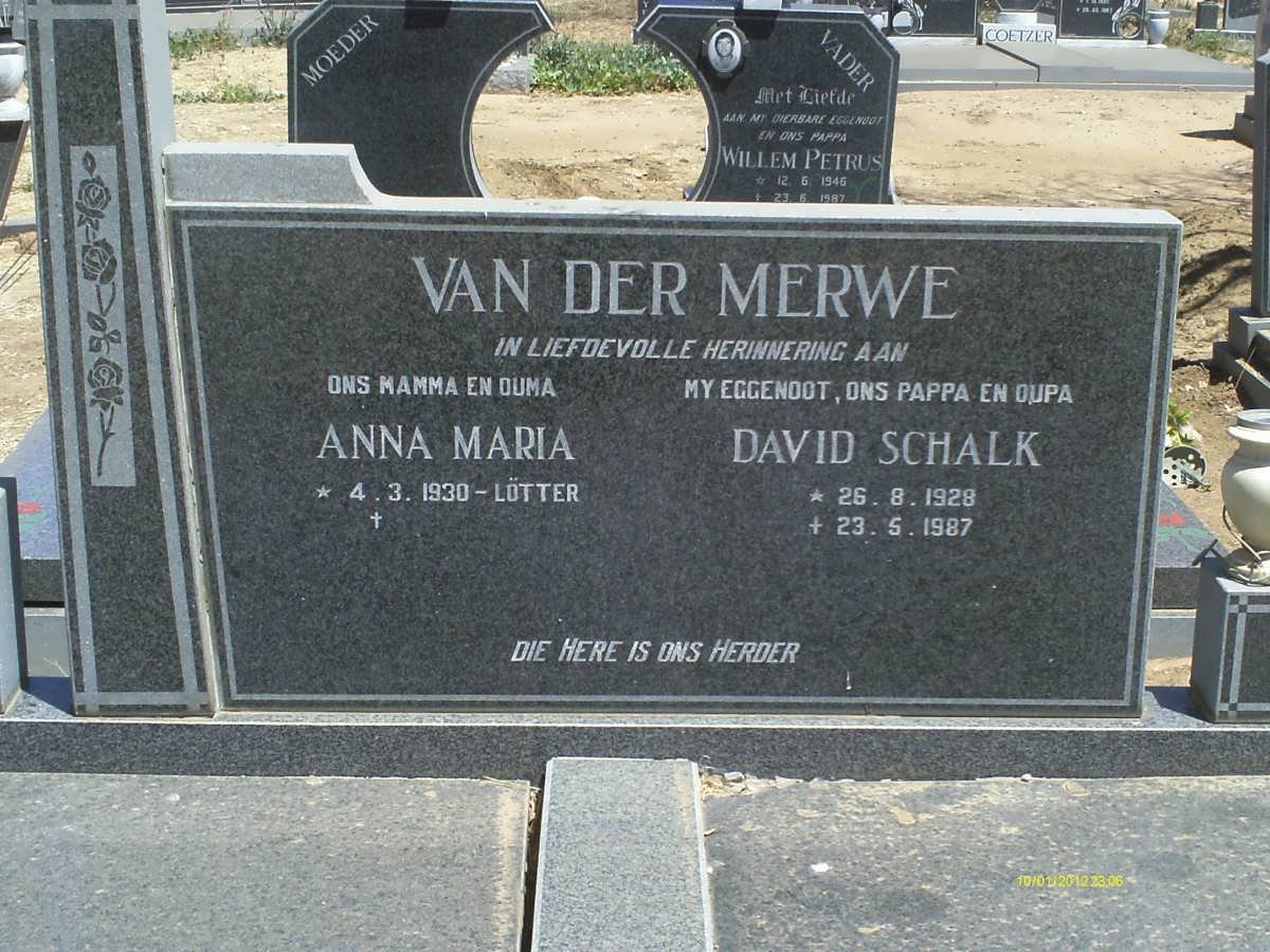 MERWE David Schalk, van der 1928-1987 &amp; Anna Maria LUTTER 1930-