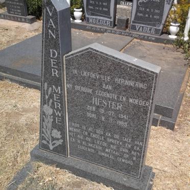 MERWE Hester, van der 1941-1989