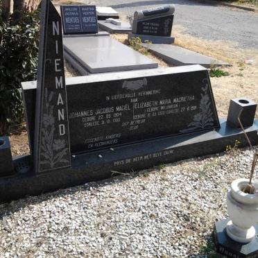 NIEMAND Johannes Jacobus Machiel 1904-1980 &amp; Elizabeth Maria Magrietha WILLIAMSON 1909-1991