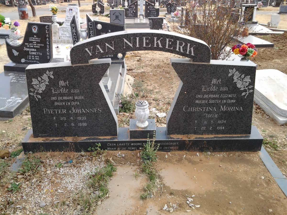 NIEKERK Pieter Johannes, van 1993-1996 &amp; Christina Morina 1934-1994