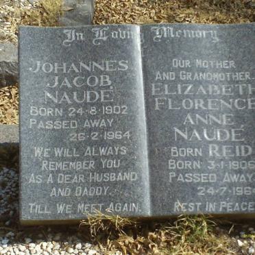 NAUDE Johannes Jacob 1902-1964 &amp; Elizabeth Florence Ann REID 1906-1964