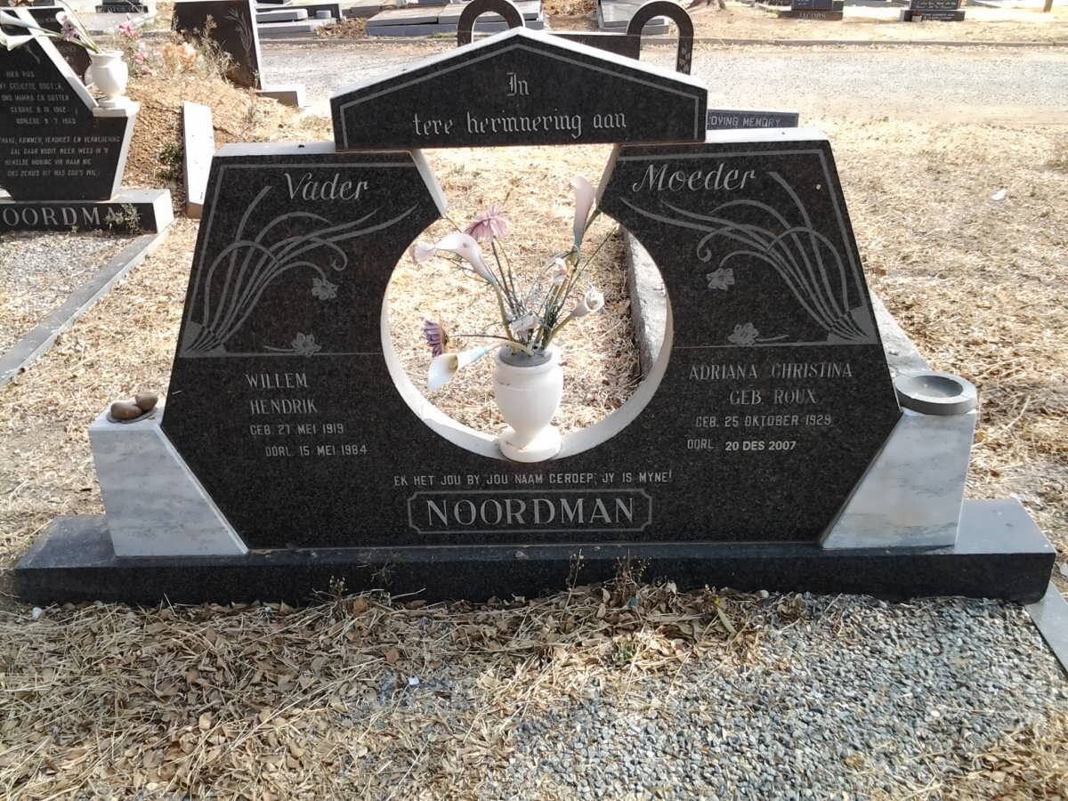 NOORDMAN Willem Hendrik 1919-1984 &amp; Adriana Christina ROUX 1929-2007