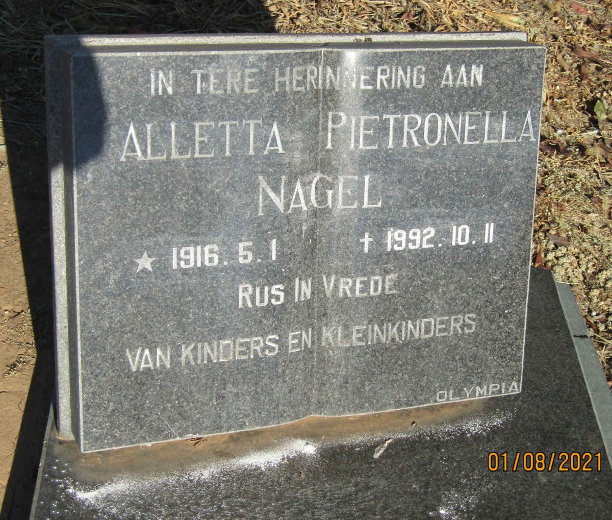 NAGEL Alletta Pietronella 1916-1992