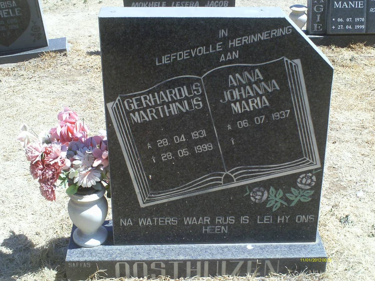OOSTHUIZEN Gerhardus Marthinus 1931-1999 &amp; Anna Johanna Maria 1937-