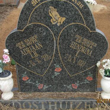 OOSTHUIZEN Adriaan I.B. 1934-2012 &amp; Hendrina L. 1927-1997