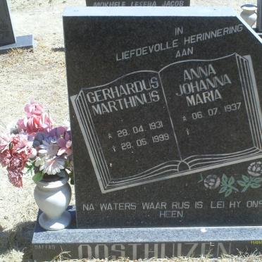 OOSTHUIZEN Gerhardus Marthinus 1931-1999 &amp; Anna Johanna Maria 1937-