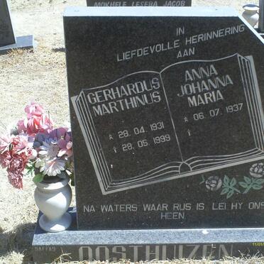 OOSTHUIZEN Gerhardus Marthinus 1931-1999 &amp; Anna Johanna Maria 1937-