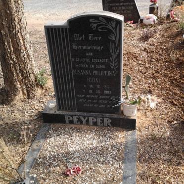 PEYPER Susanna Philippina nee COX 1917-1983