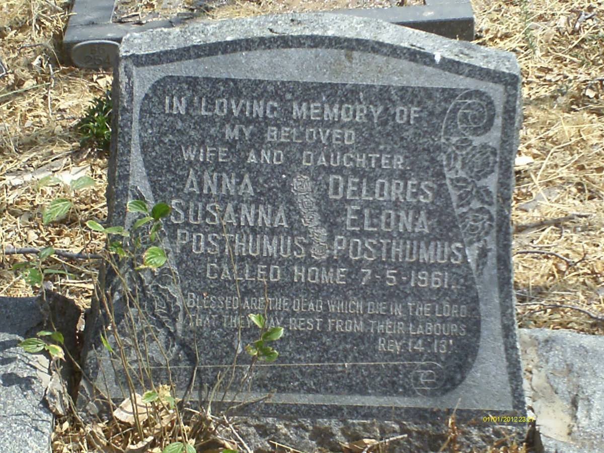 POSTHUMUS Susanna -1961 :: POSTHUMUS Delores Elona -1961