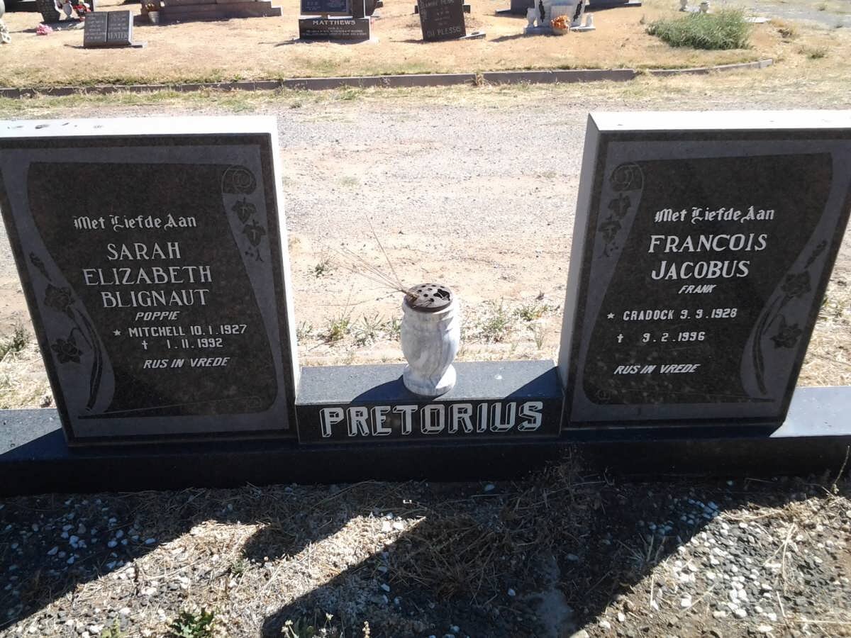 PRETORIUS Francois Jacobus 1928-1996 &amp; Sarah Elizabeth Blignaut MITCHELL 1927-1992
