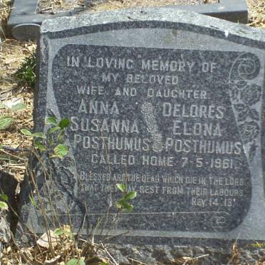 POSTHUMUS Susanna -1961 :: POSTHUMUS Delores Elona -1961