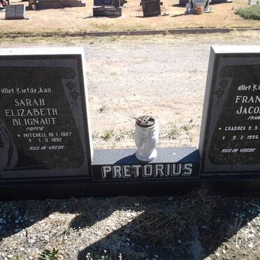 PRETORIUS Francois Jacobus 1928-1996 &amp; Sarah Elizabeth Blignaut MITCHELL 1927-1992