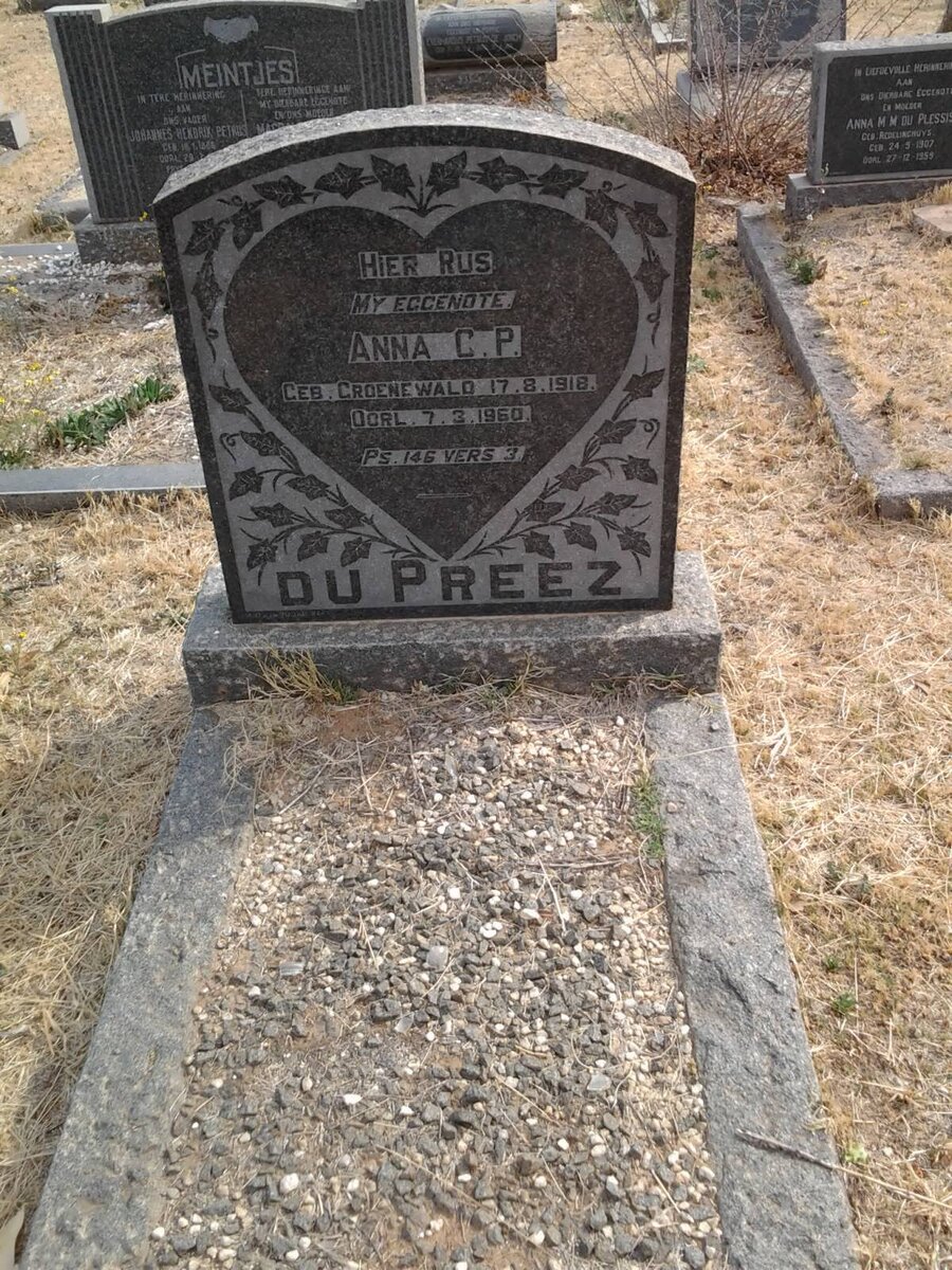 PREEZ Anna C.P., du nee GROENEWALD 1918-1960