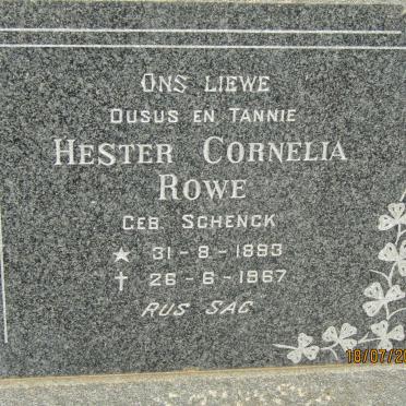 ROWE Hester Cornelia nee SCHENCK 1893-1967