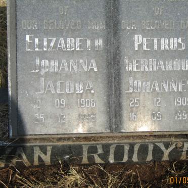 ROOYEN Petrus Gerhardus Johannes, van 1909-1995 &amp; Elizabeth Johanna Jacoba 1908-1995