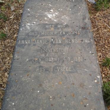 RENSBURG Anna, Janse van nee SEVENSTER 1909-1983 