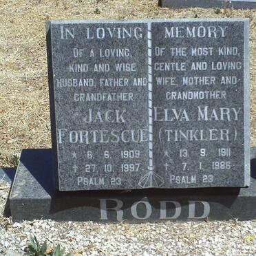 RODD Jack Fortescue 1909-1997 &amp; Elva Mary TINKLER 1911-1986