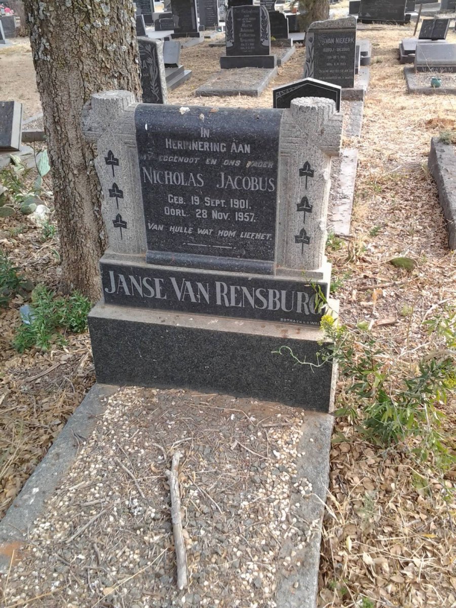 RENSBURG Nicholas Jacobus, Janse van 1901-1957