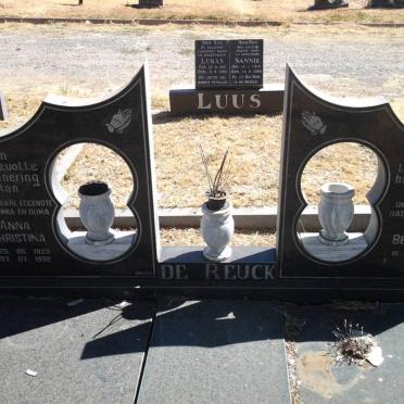 REUCK Sam Bennett, de 1931- &amp; Anna Christina 1929-1992