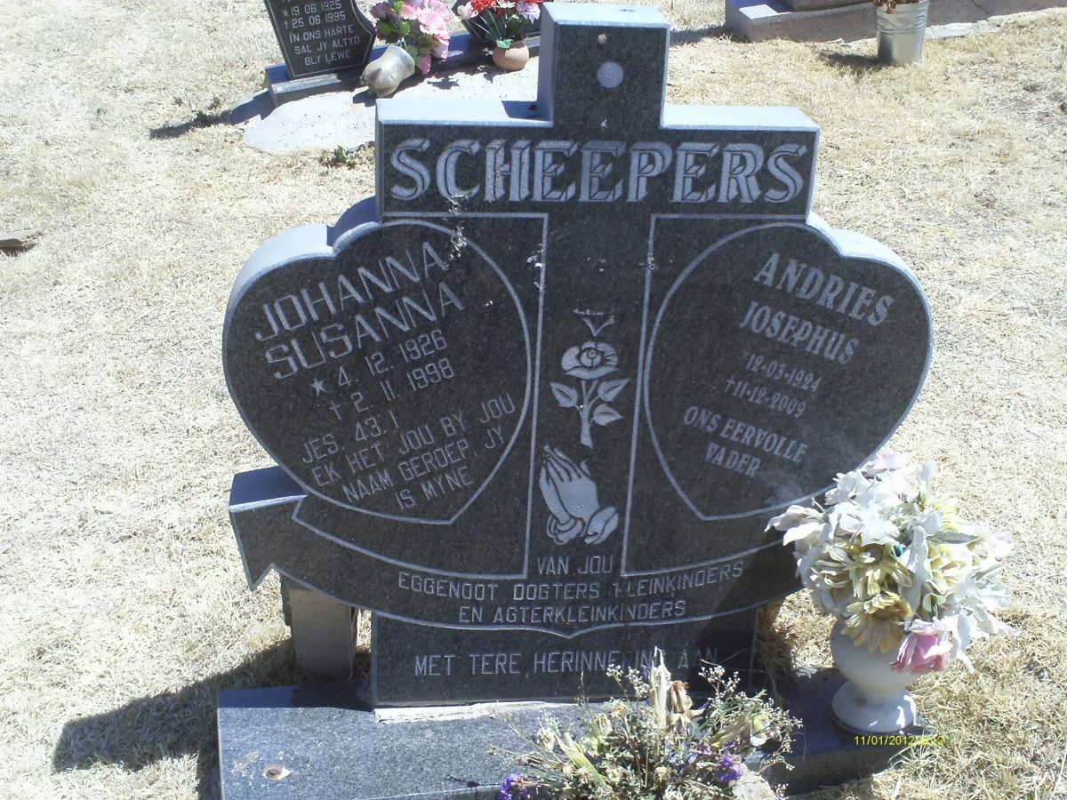 SCHEEPERS Andries Josephus 1924-2009 &amp; Johanna Susanna 1926-1998