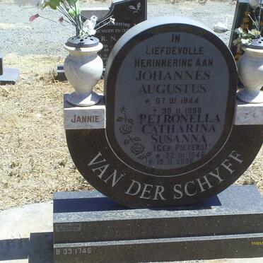 SCHYFF Johannes Augustus, van der 1944-1998 &amp; Petronella Catharina Susanna PIETERS 1946-2008