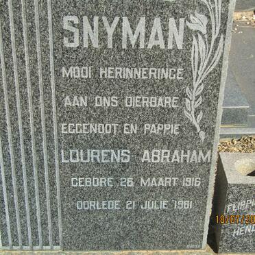 SNYMAN Lourens Abraham 1916-1961