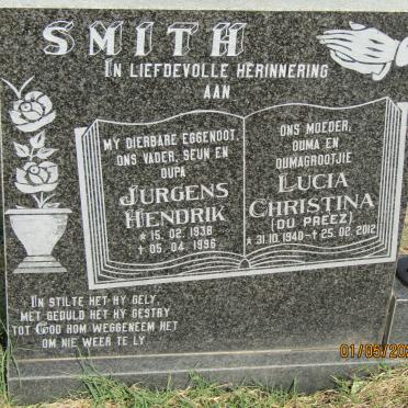 SMITH Jurgens Hendrik 1938-1996 &amp; Lucia Christina DU PREEZ 1940-2012