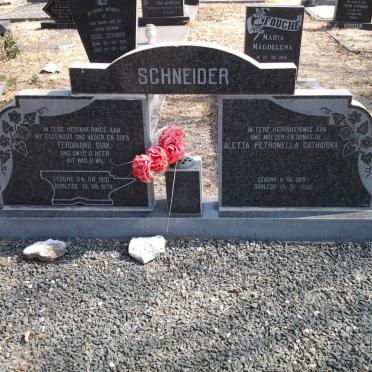 SCHNEIDER Ferdinand Dirk 1910-1979 &amp; Aletta Petronella Catharina 1919-1988