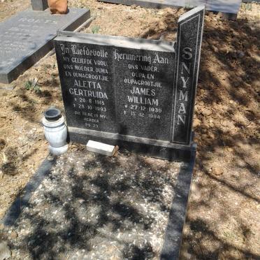 SNYMAN James William, van 1930-1994 &amp; Aletta Gertruida 1918-1993