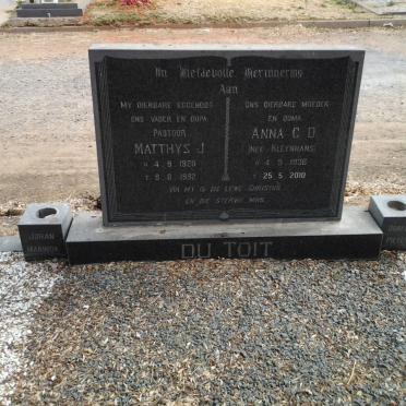 TOIT Matthys J., du 1928-1982 &amp; Anna C.D. KLEYNHANS 1936-2010