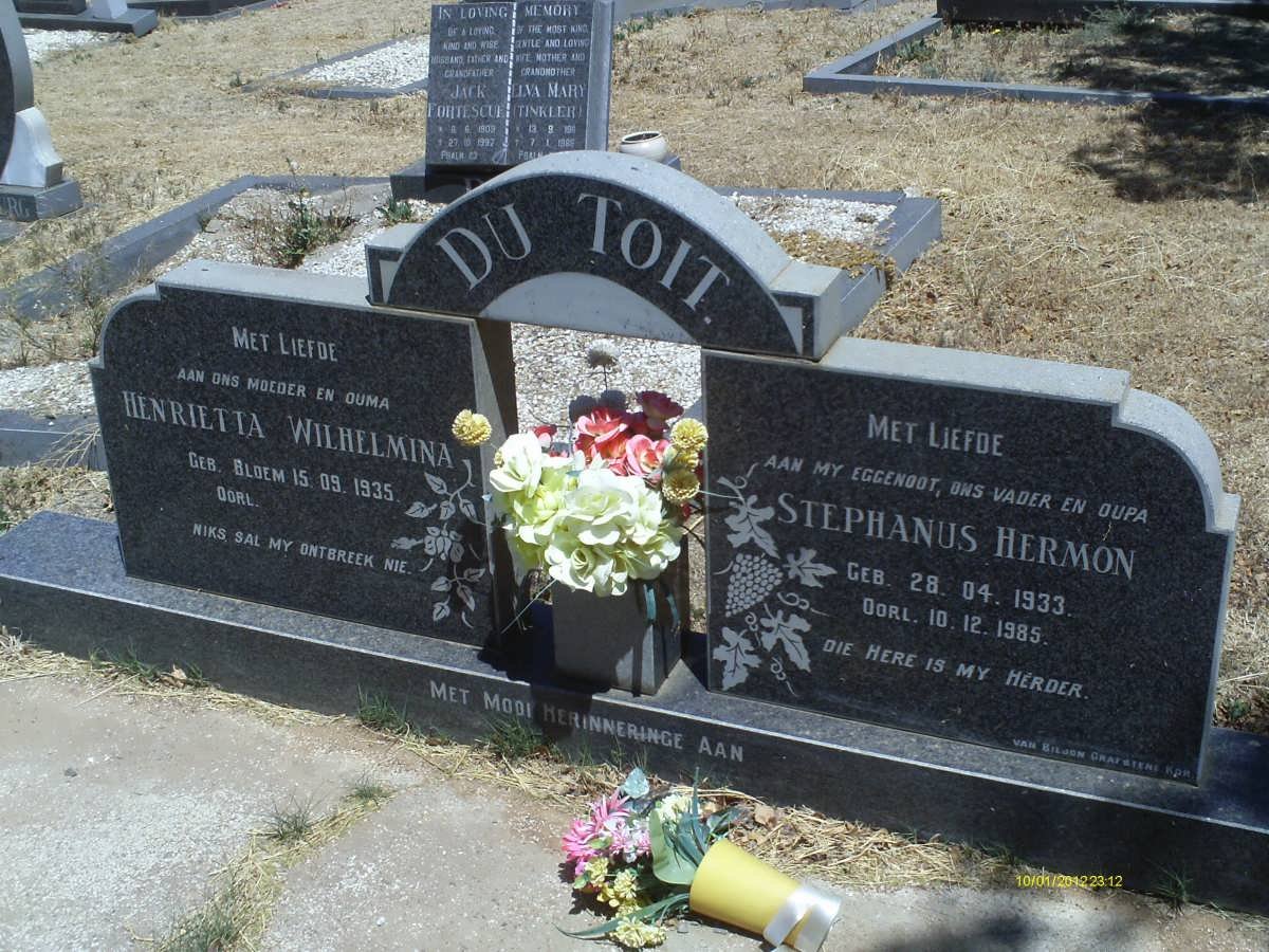 TOIT Stephanus Hermon, du 1933-1985 &amp; Henrietta Wilhelmina BLOEM 1935-