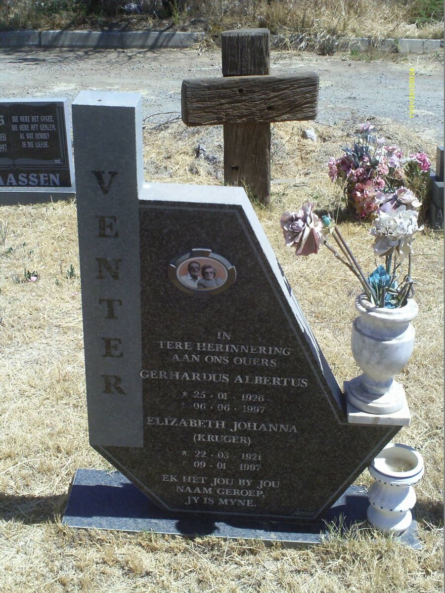 VENTER Gerhardus Albertus 1926-1997 &amp; Elizabeth Johanna KRUGER 1921-1997
