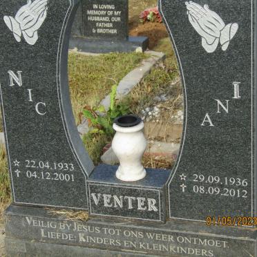 VENTER Nic 1933-2001 &amp; Ani 1936-2012