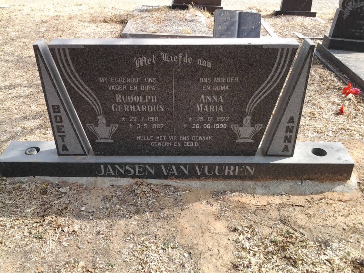 VUUREN Rudolph Gerhardus, Jansen van 1918-1982 &amp; Anna Maria 1922-1998