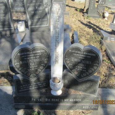 VERMEULEN Gideon Jacobus 1936-2019 &amp; Maria Petronella 1934-2001