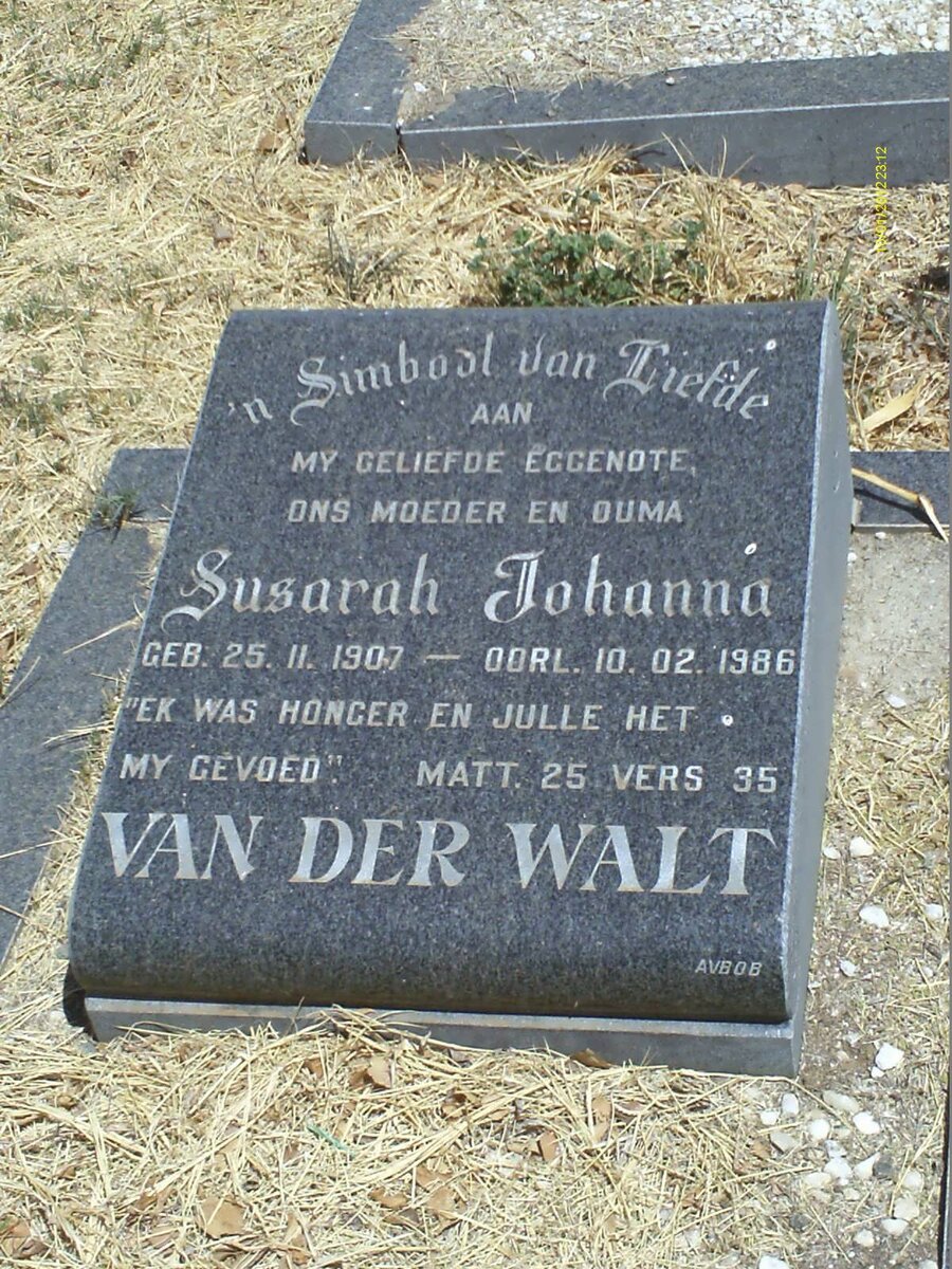 WALT Susarah Johanna, van der 1907-1986