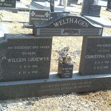 WELTHAGEN Willem Lodewyk 1931-1978 &amp; Christina Chaterina 1936-1985