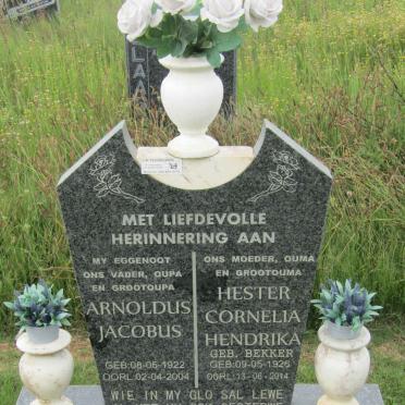 WALT Arnoldus Jacobus, van der 1922-2004 &amp; Hester Cornelia Hendrika BEKKER 1926-2014