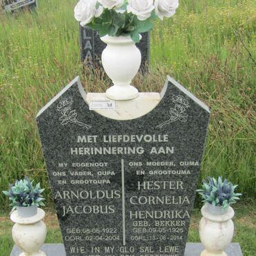 WALT Arnoldus Jacobus, van der 1922-2004 &amp; Hester Cornelia Hendrika BEKKER 1926-2014