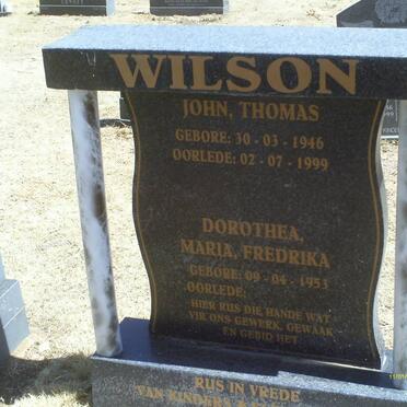 WILSON John Thomas 1946-1999 &amp; Dorothea Maria Frederika 1953-