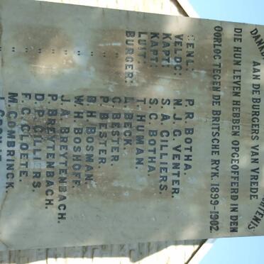 Free State, VREDE, NG Kerk, Klipkerk Boere-Oorlog monument en muur van herinnering