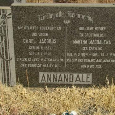 ANNANDALE Carel Jacobus 1887-1970 &amp; Martha Magdalena GREYLING 1894-1976