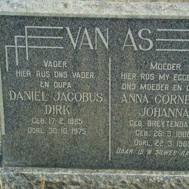 AS Daniel Jacobus Dirk, van 1885-1975 &amp; Anna Cornelia Johanna BREYTENBACH 1886-1965