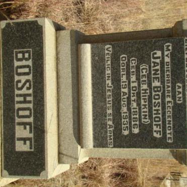 BOSHOFF Jane nee HIPKINS 1886-1935