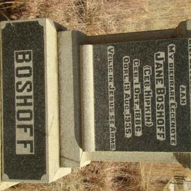 BOSHOFF Jane nee HIPKINS 1886-1935