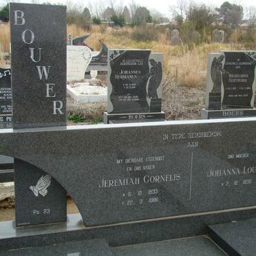 BOUWER Jeremiah Cornelius 1939-1986 &amp; Johanna Louisa -1938