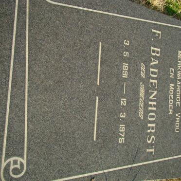BADENHORST F. nee SWIEGERS 1891-1975
