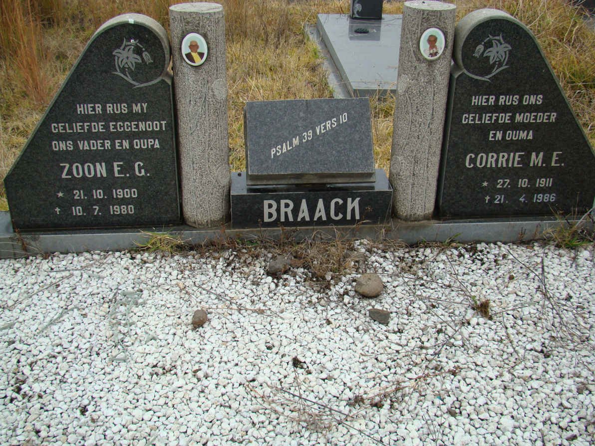 BRAACK E. G. 1900-1980 &amp; M.E. 1911-1986